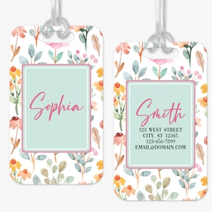 Personalized Luggage Tag | Garden Floral | Flower Luggage Tag | Vacation Bag Tag | Custom Luggage Tags | Girls Trip Bag Tag