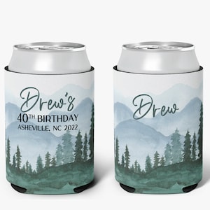 Mountain Theme Can Cooler, Mountain Birthday Trip Can Cooler, Personalized Can Cooler Sleeve