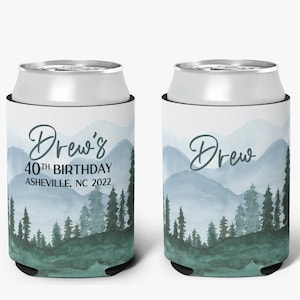 Mountain Theme Can Cooler, Mountain Birthday Trip Can Cooler, Personalized Can Cooler Sleeve