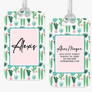 Personalized Luggage Tag, Cactus Luggage Tag, Vacation Bag Tag, Custom Luggage Tags, Girls Trip Bag Tag