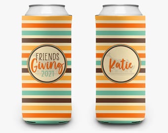 Friendsgiving Can Cooler, Friendsgiving Party Custom Can Cooler Sleeve, Happy Friendsgiving