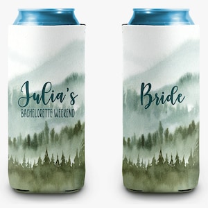 Mountain Bachelorette Party Can Cooler Green Mountain Girls Trip Personalized Can Cooler Sleeve
