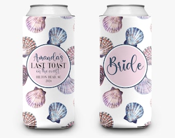 Bachelorette Party Last Toast on the Coast Theme Bridal Party Coastal Drink Theme Personalized Can Cooler Sleeve