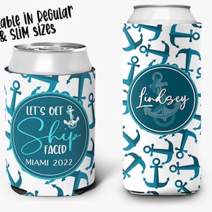 Nautical Anchor Can Cooler- Vacation Ship Faced Personalized Can Cooler Sleeve