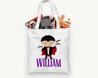 Personalized Vampire Trick or Treat Bag, Personalized Halloween Bag ,Custom Kids Halloween Bag