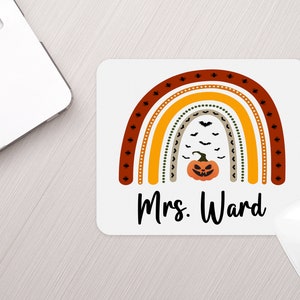 Personalized Halloween Rainbow Mouse Pad Personalized Fall Theme Mousepad