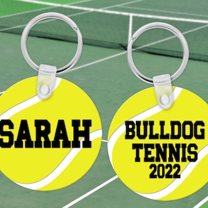 Tennis Name Bag Tag | Personalized Team Tennis Keychain | Tennis Luggage Tag | Sports Bag Tag