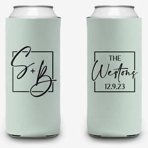 Wedding Custom Can Cooler, Modern Circle Wedding Can Cooler Favors, Personalized Can Cooler Sleeve
