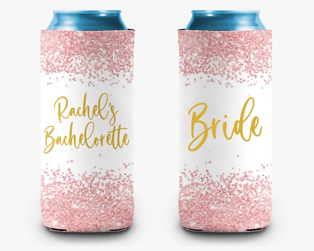 Bachelorette Party Can Cooler Rose Gold Confetti Can Cooler Etsy