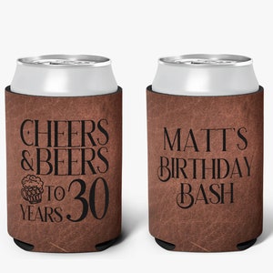 Cheers & Beers Birthday Can Cooler Party Huggers Personalized Can Cooler Sleeve