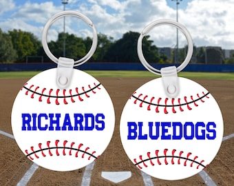 Baseball Name Bag Tag | Personalized Team Baseball Keychain | Baseball Luggage Tag | Sports Bag Tag