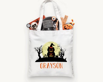 Personalized Spooky Halloween Trick or Treat Bag, Personalized Halloween Bag ,Custom Kids Halloween Bag