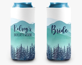 Mountain Bachelorette Party Trip Can Cooler Girls Trip Personalized Can Cooler Sleeve