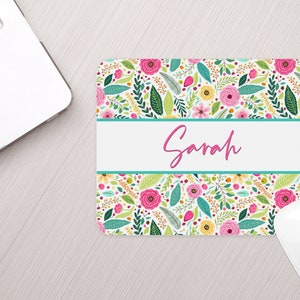 Personalized Mouse Pad Bright Floral Personalized Floral Mousepad