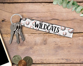 Personalized Wristlet Keychain, Baseball Key Fob, Custom Keychain