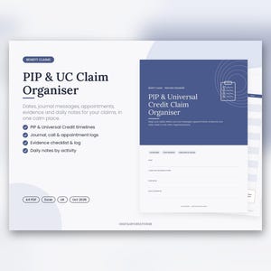 PIP- und Universal Credit-Antragsorganisator, ausdruckbarer Leistungsverfolgungsplan, Symptomtagebuch (Digitaler Download)