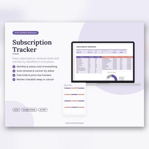 UK Subscription Tracker Spreadsheet, Monthly Cost & Renewal Dates (Excel, PDF)