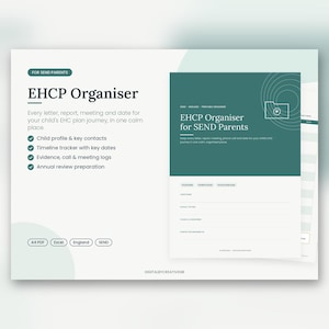Organizzatore EHCP per genitori di alunni con bisogni educativi speciali, raccoglitore stampabile per bisogni speciali, pianificatore per la revisione annuale, strumento di monitoraggio di documenti e prove per i genitori/tutori.
