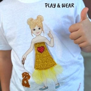 Utbytbar klänning Sani, 1 dekorativ klänning utan t-shirt passar perfekt Gita och Rita, flickpresent, interaktivt modespelstillbehör