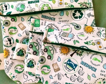 Reusable Bags~ Sandwich Snack Size~ Zero Waste~ Eco Friendly~ Reusable Goods~ Washable~ Adult and Kid Prints