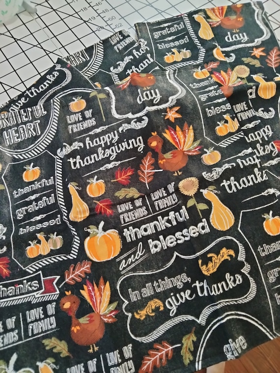 Thanksgiving reversible napkin set of 5 chalkboard print