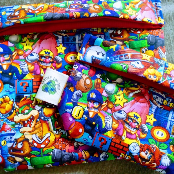 Reusable Bags~ Sandwich Snack Size~ Zero Waste~ Eco Friendly~ Reusable Goods~ Washable~ Adult and Kid Prints~low stock