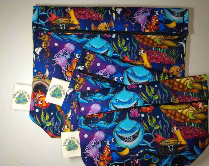 Reusable Bags~ Sandwich Snack Size~ Zero Waste~ Eco Friendly~ Reusable Goods~ Washable~ Adult and Kid Prints