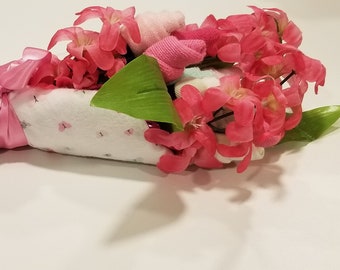 Pink baby sock bouquet, shower gift, baby shower, hospital gift