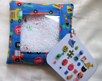 Construction truck busy bag, sensory toy, fine motor activity, queit toy