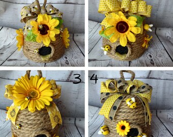 Bee hive jute rope hive bee decor spring summer baby shower