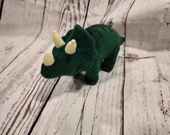 Dakin Dinozaur Triceratops Bean Bag Pluszowy Kelly Zielony 11" długi Zabawka Dino Rogi