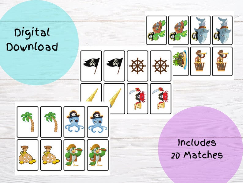 Pirate Memory Game, Printable Memory Game, Pirate Game - Etsy