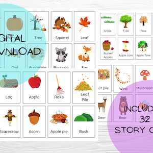 Cartoline con storie autunnali, attività di costruzione di storie, attività di costruzione della creatività, attività in classe