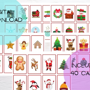 Christmas memory game, Holiday game, printable game