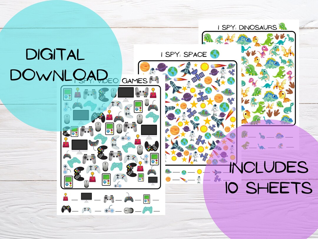 Boy Themed I Spy Printable Sheets, Travel Activities, Quiet Activities ...