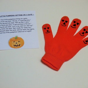 Pumpkin hand puppet, finger play activity