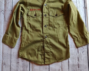 Vintage Boy Scouts Of America baseball jersey style Long Sleeve Button Up Shirt