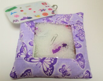 Purple butterfly busy bag, sensory toy, travel activity, quiet activity