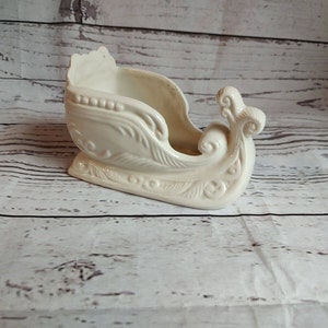 Vintage Porcelain White Sleigh Christmas Decor