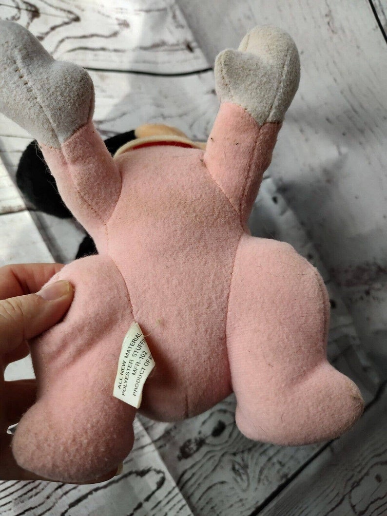 Vintage Pink Baby Minnie Mouse Crawling Plush Stuffed Animal With Bib READ image 7