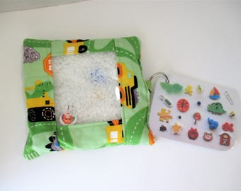 Dinosaur construction busy bag, travel toy, sensory toy, discovery toy