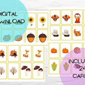 Thanksgiving memory game, Thanksgiving activity, fall activity