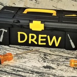 Personalized kids tool box, construction party, plastic toolbox