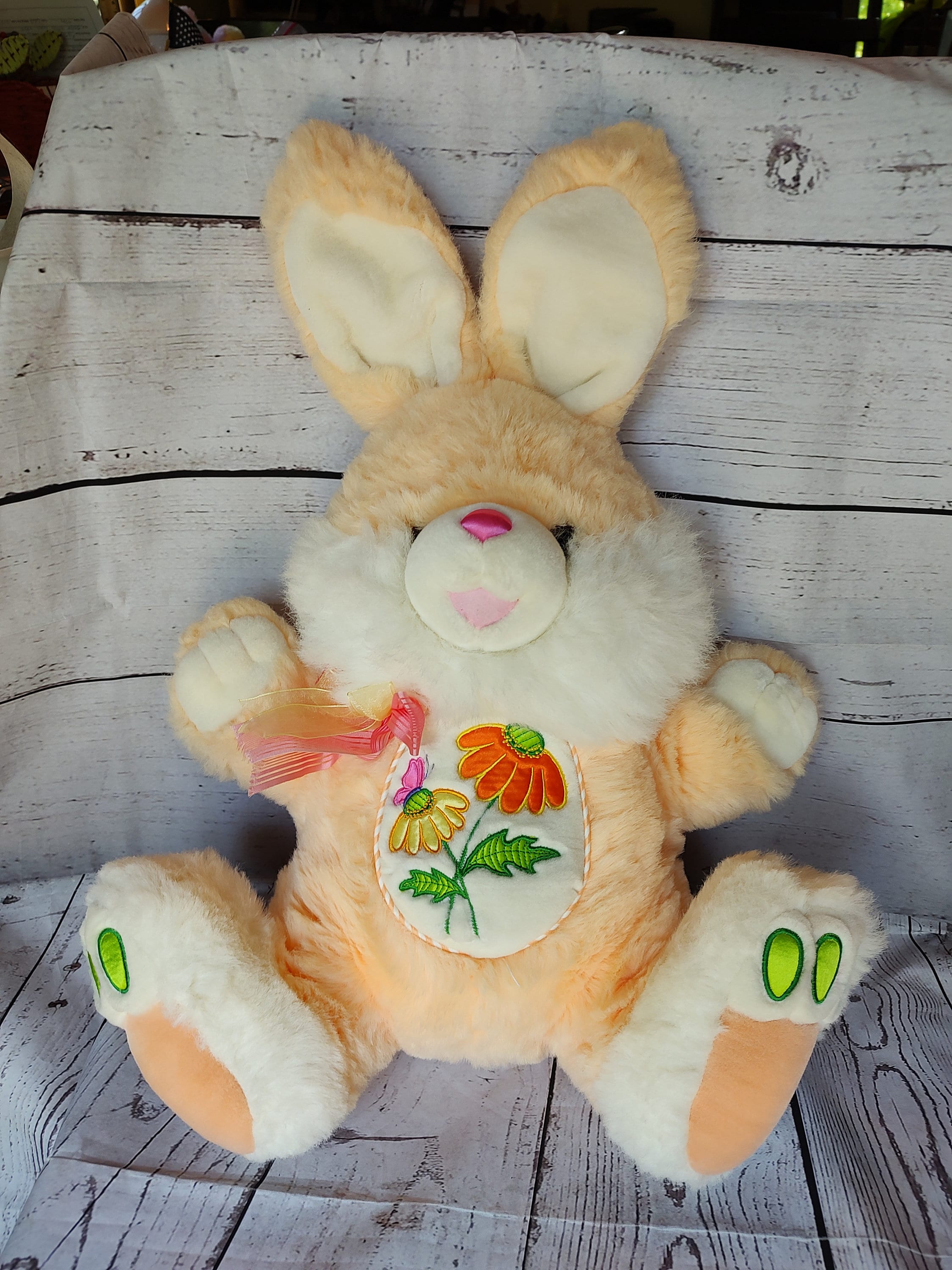 Dan Dee Hoppy Hopster Easter Peach Bunny Rabbit Plush TB Trading Co. 22 Etsy