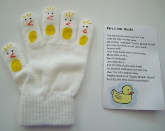 Five little ducks hand puppet, teacher gift, pretend play, story telling