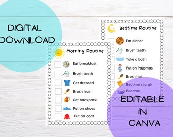 Daily routine checklist, back to school check list, morning routine, bedtime routine