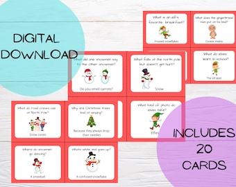 Christmas lunch box joke cards for kids, printable joke cards