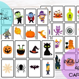 Juego de memoria de Halloween imprimible, fiesta de Halloween, juego de Halloween