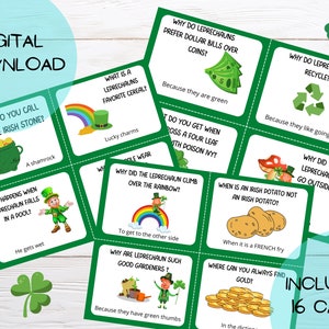 Carte scherzose del giorno di San Patrizio, carte pranzo al sacco, carte barzellette per bambini