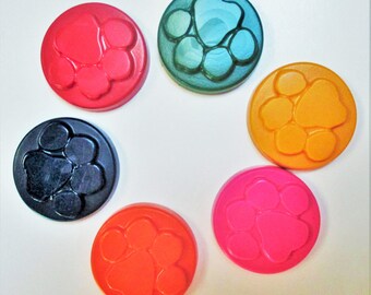 paw print recycled crayons set of 6, doggy party favors, pup favors